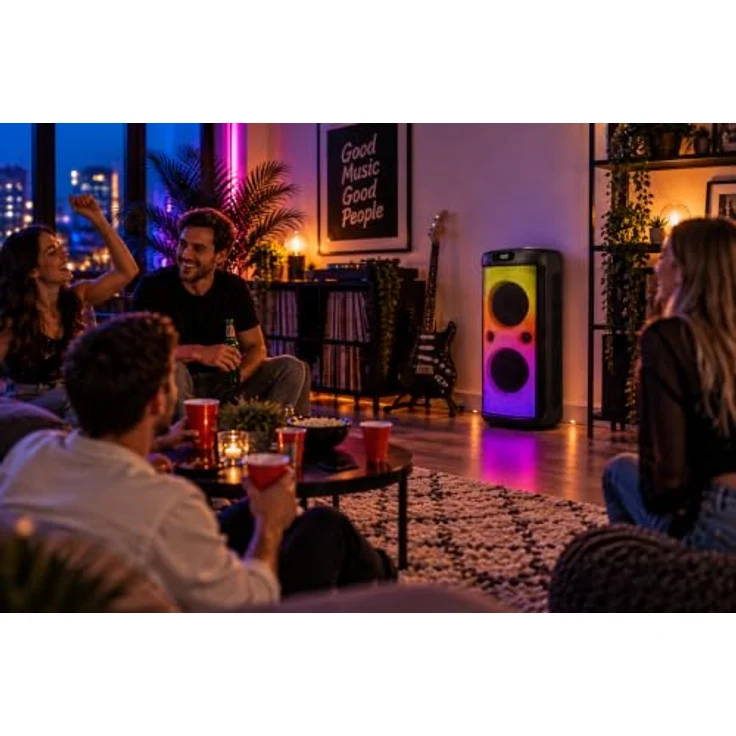 Karcher PS 4480, Bluetooth Party Speaker mit UKW Radio, LED Lichtshow und Mikrofon, schwarz – Bild 8