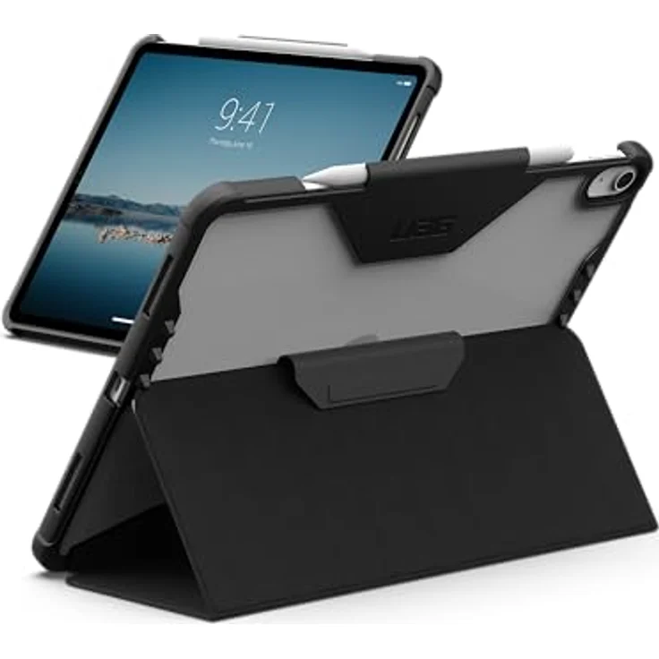 URBAN ARMOR GEAR Plyo LT Case für Apple iPad Air 13" (M3-2025, M2-2024) mit Wake/Sleep Funktion, Apple Pencil 2 Halterung und Standfunktion, schwarz/Ice – Bild 1