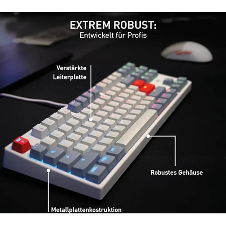 CHERRY XTRFY K4V2 TKL, Mechanische Gaming-Tastatur ohne Nummernblock, RGB-Beleuchtung, MX2A RED Switches, Retro - Deutsches Layout (QWERTZ) – Bild 4