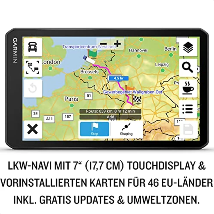 Garmin dēzl LGV 710 EU, LKW-Navigationsgerät mit 7“ Farbdisplay, vorinstallierten EU Karten, fahrzeugspezifischem Routing und Echtzeitdiensten – Bild 2