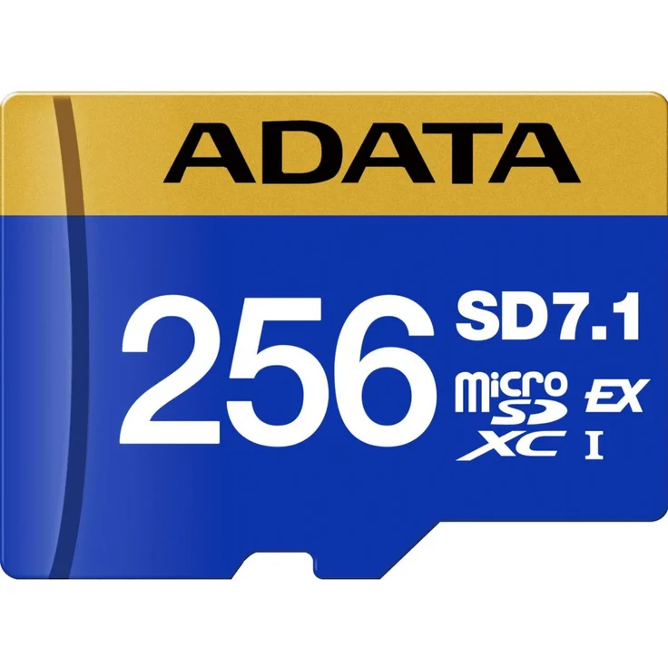 Adata Premier Extreme SD7.1 Express, microSD Express Speicherkarte, 256 GB, U3, UHS-II, bis zu 800 MB/s, Blau, Gelb