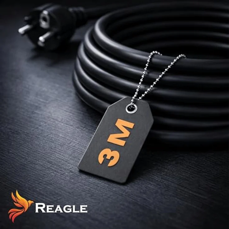 Reagle Steckdosenleiste 8-Fach 230V mit 5 USB-Anschlüssen, Save Energy-Schalter und Überspannungsschutz, 3m Kabel, schwarz – Bild 5