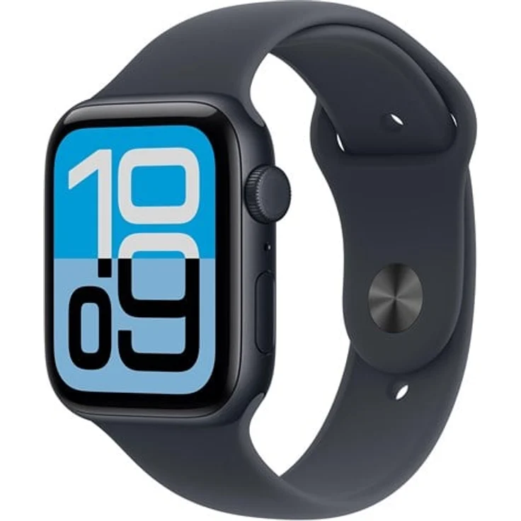 Apple Watch SE 3 GPS + Cellular, 44mm Midnight Aluminium Gehäuse mit Midnight Sport Band (S/M), Always-On Display, Schlaftracking, Sturz- und Crash Detection