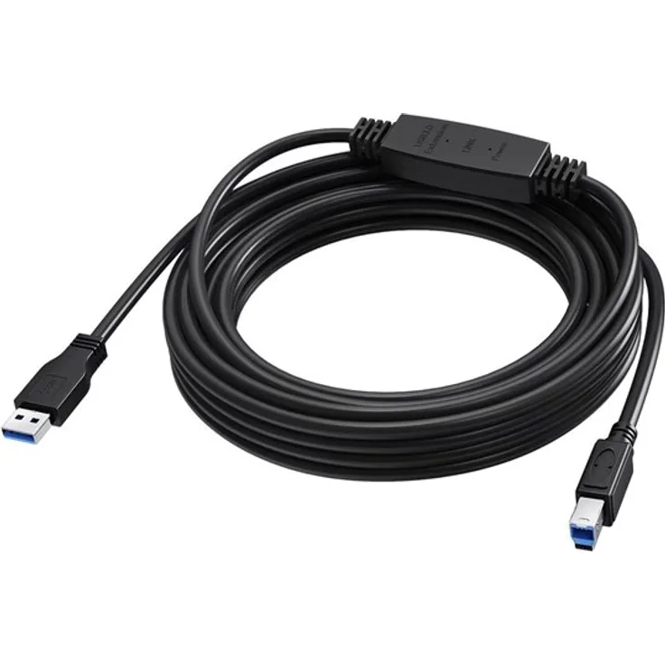 Vision USB-Kabel, USB Type A zu USB Type B, 5 m, USB 3.0, aktiver Booster, Schwarz
