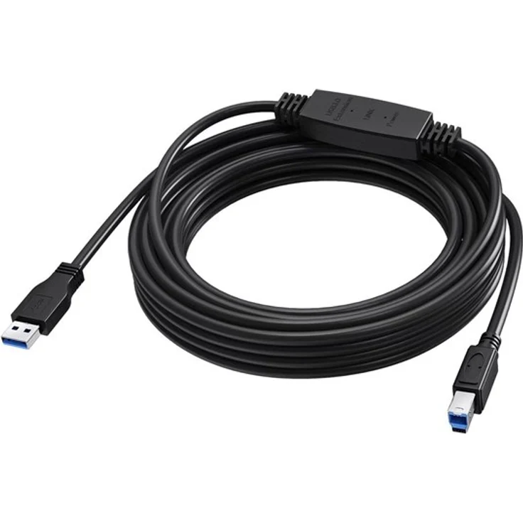 Vision USB-Kabel, USB Type A zu USB Type B, 5 m, USB 3.0, aktiver Booster, Schwarz