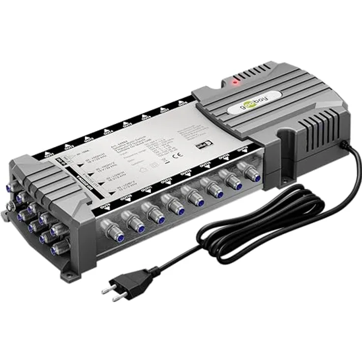 goobay 64884 Sat-Multischalter/Kompakt-Multischalter / 9 Eingänge / 16 Ausgänge / 4K, 8K UHD/DAB+ / für 16 Teilnehmer
