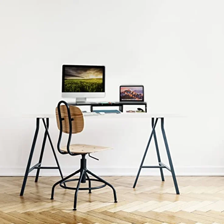 Relaxdays Monitorständer für 2 Monitore, verstellbar, ergonomisches Arbeiten, Bildschirmerhöhung Schreibtisch, schwarz – Bild 2