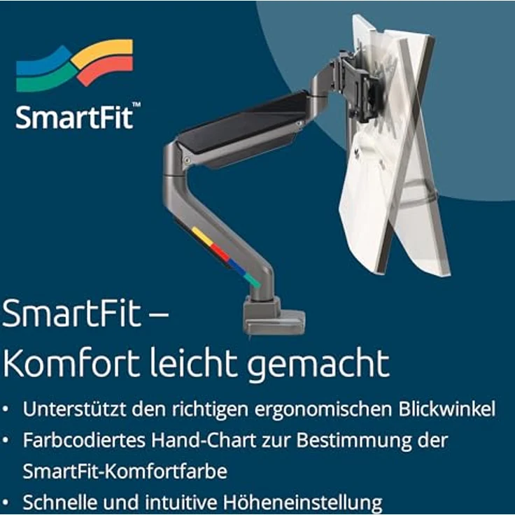 Kensington SmartFit Dual Monitor Arm, Gasfeder Monitor Halterung für zwei 32-Zoll Monitore, grau – Bild 2