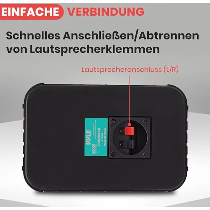 PYLE PDWR40B 5.25 Indoor/Outdoor Waterproof Speakers (Black Außenlautsprecher - 200 Watt - schwarz – Bild 5