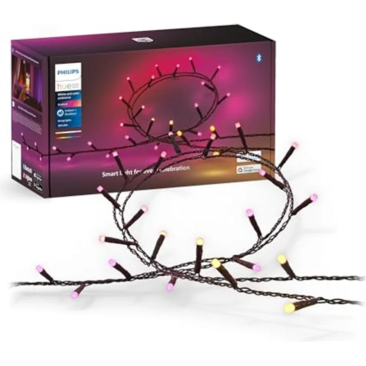 Philips Hue Festavia Lichterkette, White & Color Ambiance, 250 Mini LEDs, 20 m, wasserdicht, kompatibel mit Amazon Alexa – Bild 1