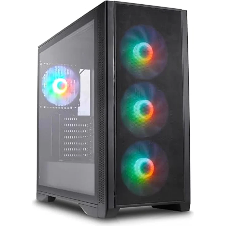 SILENTWARE Silentware Air 1000 Black Midi Tower ATX PC-Gehäuse, große Metall Mesh-Front, gehärtetes Glas-Seitenfenster, 4x 120mm A-RGB Lüfter, GPU bis 400mm, Radiatoren 360mm, ATX Netzteil, Schwarz – Bild 1