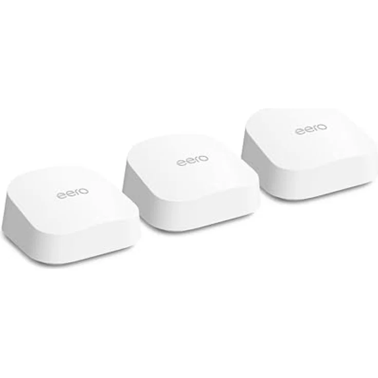 eero Dualband-Mesh-Wi-Fi-7-Router Amazon eero 7 (neueste Version) | Unterstützt Internet-Geschwindigkeiten von bis zu 2,5 Gbit/s | WLAN-Abdeckung bis zu 560 m² | 3er-Pack – Bild 1