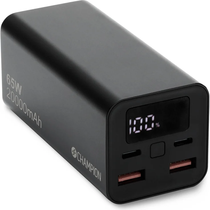JTI GmbH Champion Powerbank 20000 mAh 65W PD, Schwarz