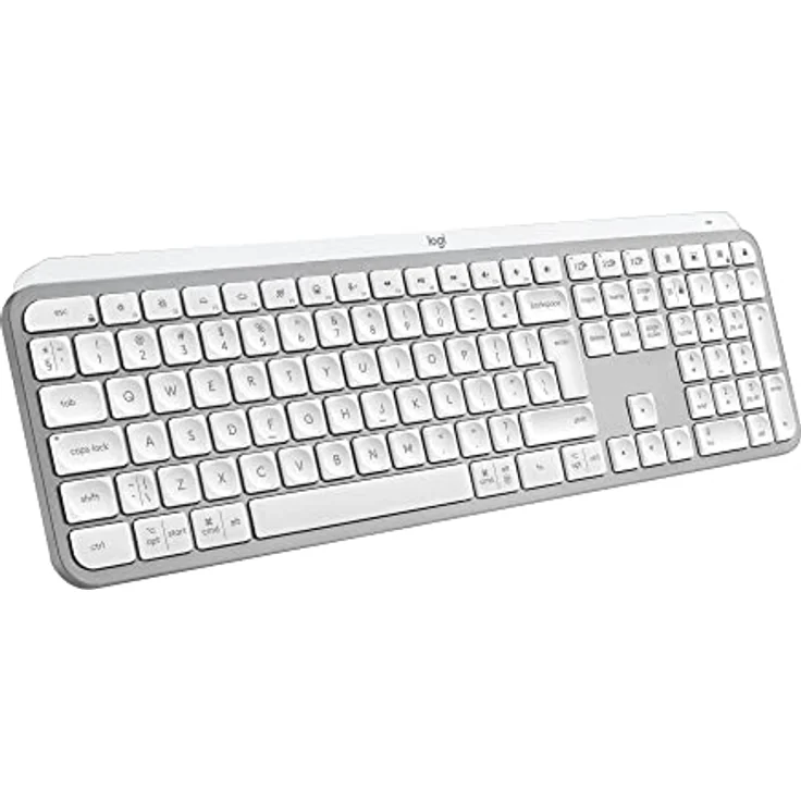 Logitech MX Keys S kabellose Tastatur, Low Profile, Fluid Quiet Typing, Programmable Keys, Backlighting, Bluetooth, USB C Rechargeable, für Windows PC, Linux, Chrome, Mac, Deutsches QWERTZ,Pale Grey – Bild 1