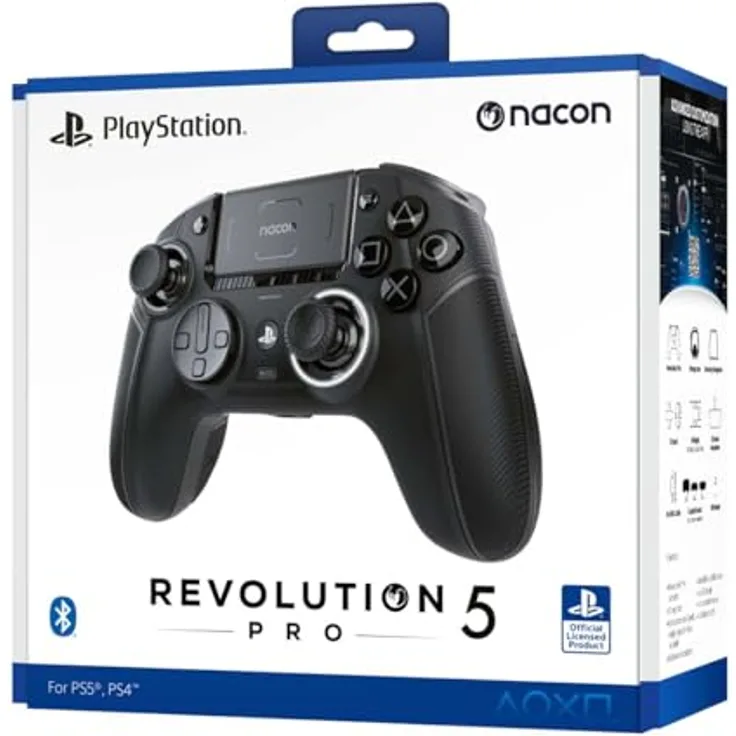 Nacon PS5 Revolution 5 Pro Controller, Schwarz - Magnetische Hall-Effekt-Technologie, Trigger-Stopps, kabellose Verbindung