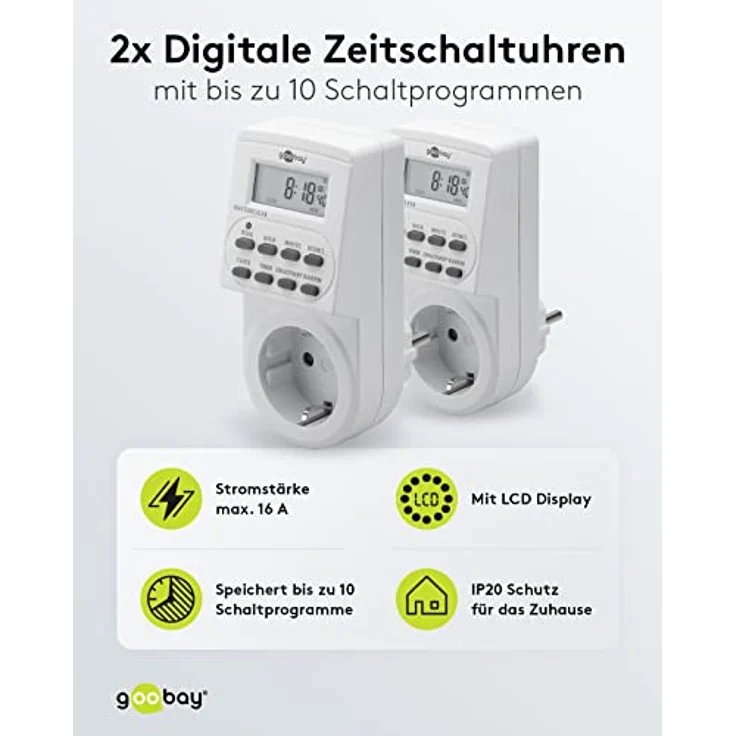 Goobay 2er Pack Digitale Zeitschaltuhr, 2 ) (Pack of 2) – Bild 3