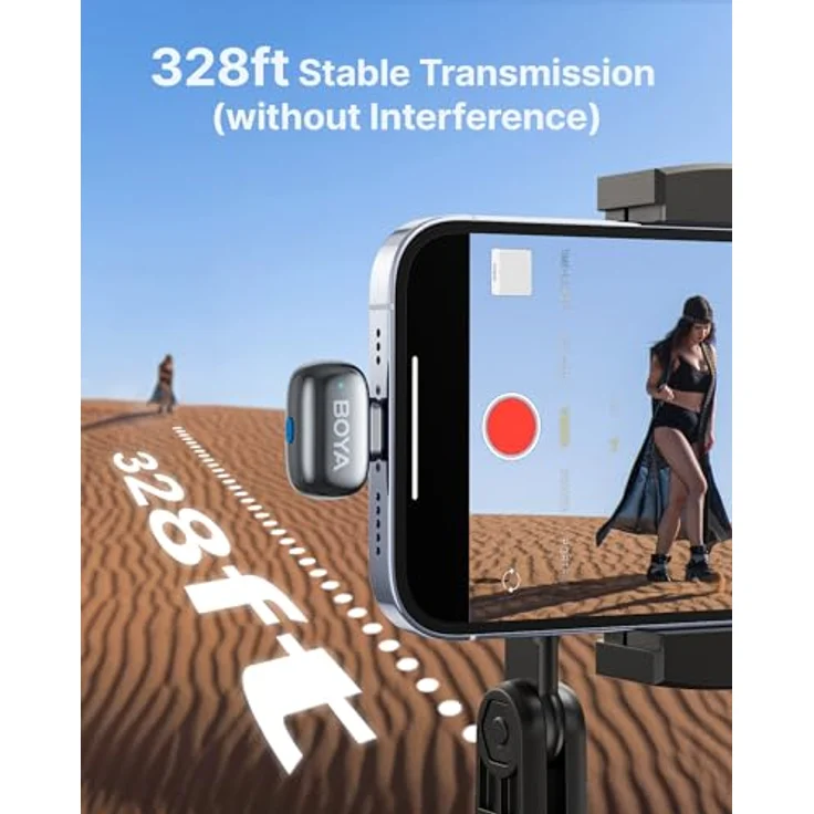 Boya Mini 2-01 (Grau), Drahtlos-Mikrofonsystem mit USB-C und Lightning Empfänger, 2x TX, 50m Reichweite, omnidirektionale Kondensatormikrofone, bis zu 5h Akkulaufzeit. – Bild 9