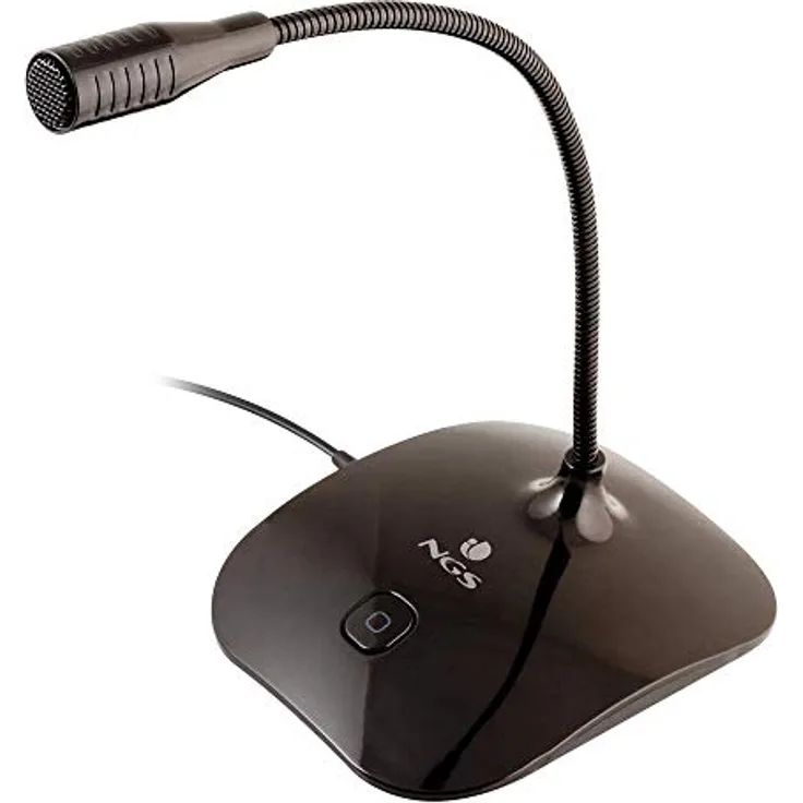 NGS MS115 - Tischmikrofon mit Einstellbarem Neigungswinkel und Mute-Taste für Computer/PC, Verbindung 3,5mm Klinke