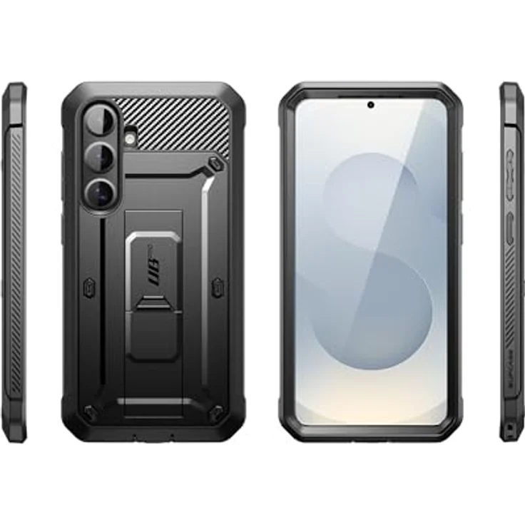 Supcase Galaxy S25 FE, Smartphone Hülle mit Gürtelclip, Schutzglas und stossfestem Design, Schwarz – Bild 9