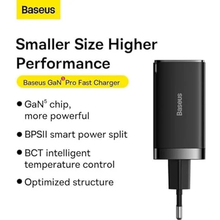 Baseus GaN5 Pro Wall Charger 2xUSB-C + USB, 65W (Black) – Bild 3