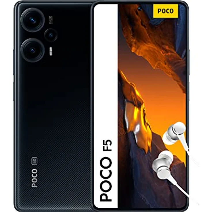 Xiaomi POCO F5 Smartphone+Kopfhörer, 12+256GB Handy ohne Vertrag, 120Hz 6,67'' AMOLED DotDisplay, 64MP OIS Dreifach-Kamera, 5.000 mAh, 67W TurboCharge, Dual-SIM, Black (DE Version) – Bild 1