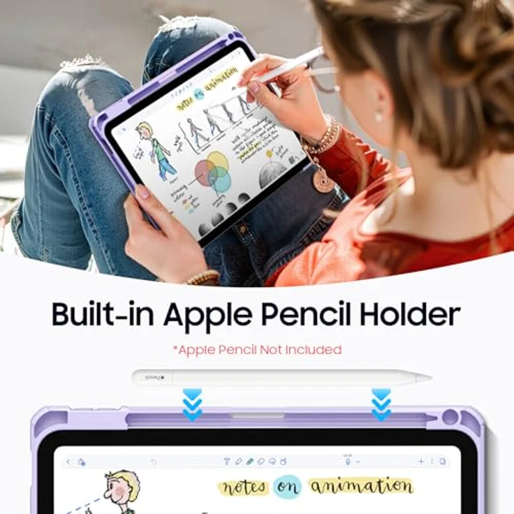 Fintie Hybrid Hülle für iPad (A16) 11 Zoll 2025 & iPad 10. Generation 10.9 Zoll 2022, stoßfest mit transparentem Rückendeckel, integrierter Stifthalter, Auto Schlaf/Wach-Funktion, Fantacy Ombre – Bild 5