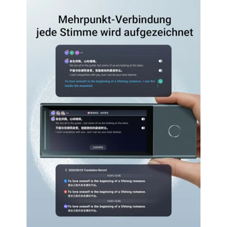 Timekettle X1 Meeting Interpreter Hub – KI-Übersetzer, 52 Sprachen, Simultanübersetzung, Offline- und Online-Meetings, Echtzeit-Transkription, Knochenleitungstechnologie – Bild 4