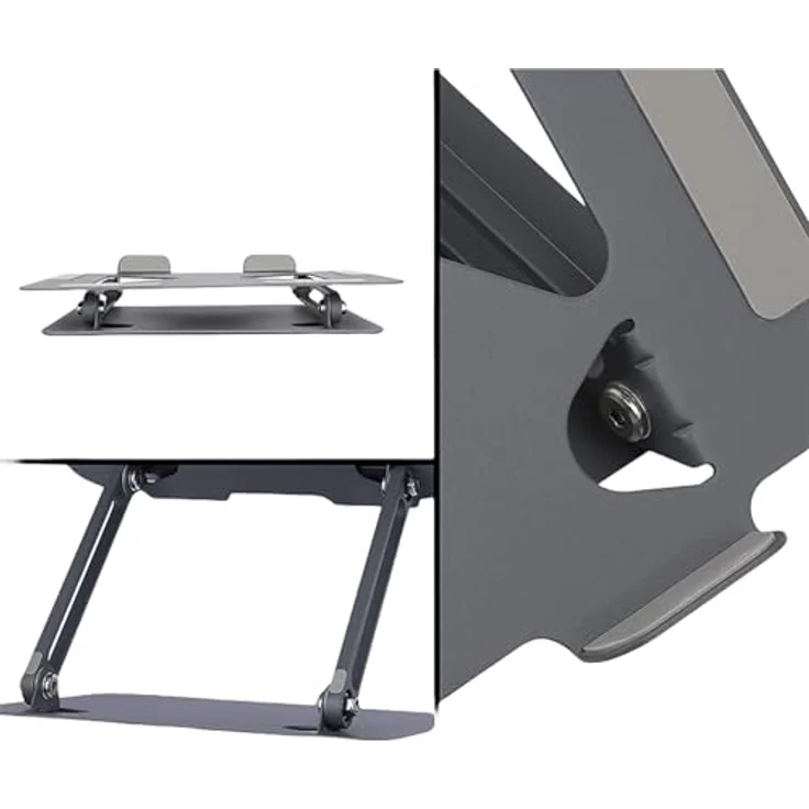 Media-Tech Ergonomischer Laptop-Ständer 10-17 Zoll, Höhenverstellbar & klappbar, Stabiler Aluminium- und Karbonstahl Notebookhalter mit rutschfesten Füßen – Bild 4