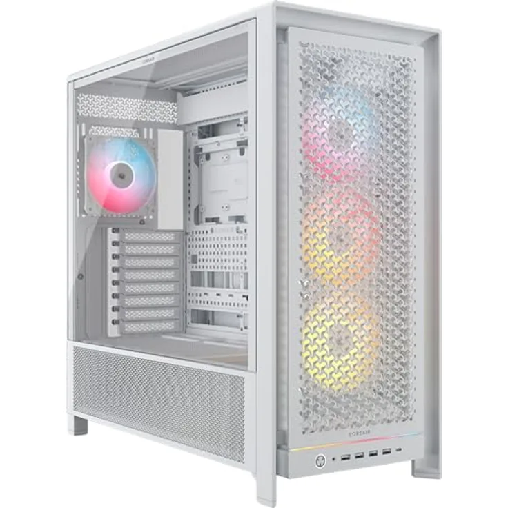 Corsair Frame 5000D RS ARGB Midi-Tower, E-ATX, Tempered Glass, weiß, mit 14 Lüfterplätzen und 4 vorinstallierten RGB-Lüftern