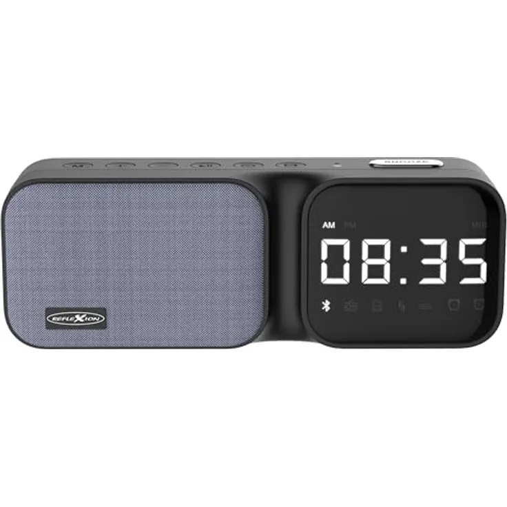 REFLEXION CLR24BT Uhrenradio mit Bluetooth, Radio, Micro-SD, AUX-IN, Uhrzeit/Datum, Wecker und Schlummer-Funktion, Schwarz