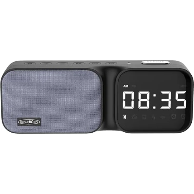 REFLEXION CLR24BT Uhrenradio mit Bluetooth, Radio, Micro-SD, AUX-IN, Uhrzeit/Datum, Wecker und Schlummer-Funktion, Schwarz – Bild 1