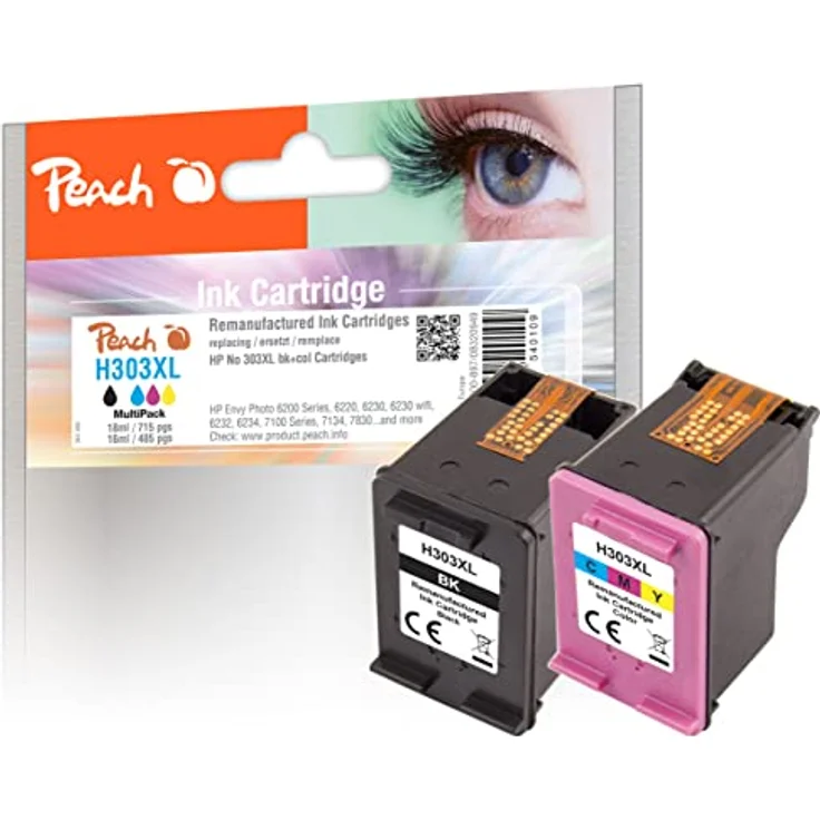 Peach Druckerpatrone Nr. 303XL, MultiPack mit Farb- und Schwarzpatrone, kompatibel zu HP, Tintenfüllstandsanzeige – Bild 1