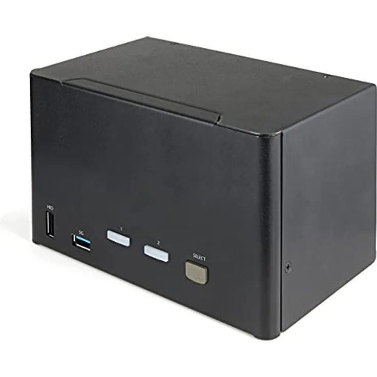 StarTech.com 2 Port Quad Monitor DisplayPort KVM Switch - 4K 60 Hz UHDR - DP 1.2 KVM Switch mit USB 3.0 Hub mit 2x USB 3.0(5 Gbit/s) und 4x USB 2.0 HID Anschlüssen, Audio - Hotkey - TAA (SV231QDPU34K)