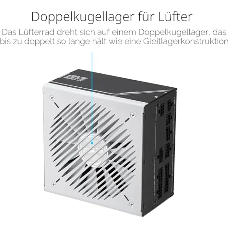 ASUS Prime 850 W Gold, Modulares Netzteil für PC, 850 W Leistung, PCle Gen 5.0, 80 Plus Gold, Lüfter mit doppeltem Kugellager, Weiß – Bild 3