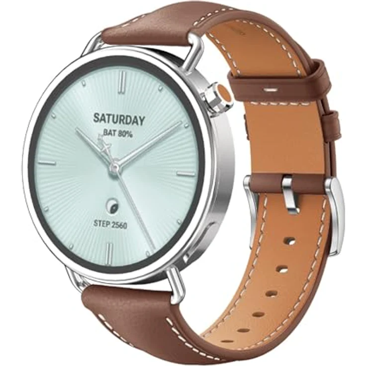 GIOPUEY Armband für Xiaomi Watch S4 41mm, Echtleder Armband [Verschleißfest] [Atmungsaktiv] - Braun – Bild 1