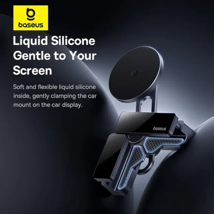 Baseus MaxView Magnetische Auto-Halterung, für Infotainment-Bildschirm, kompatibel mit Smartphones, Space Grau – Bild 4