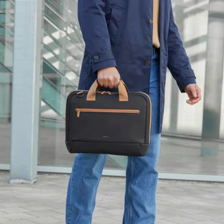 Hama Laptoptasche für Laptops 13,3“ - 14,1“ (leichte Businesstasche als Umhängetasche oder Tragetasche, Notebooktasche mit Organizer-Vorderfach und -Innenfach, wasserabweisend, gepolstert) schwarz – Bild 3