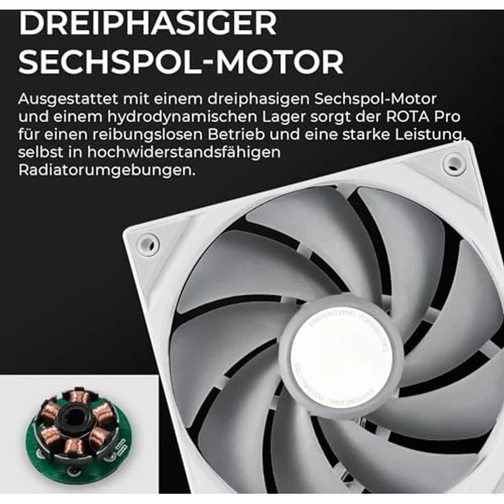 TRYX ROTA Pro 140 PWM-Lüfter - 140mm, weiß, leistungsstarker 140-mm-PWM-Lüfter mit bis zu 1.650 U/min und Airflow von maximal 170,41 m³/h – Bild 2