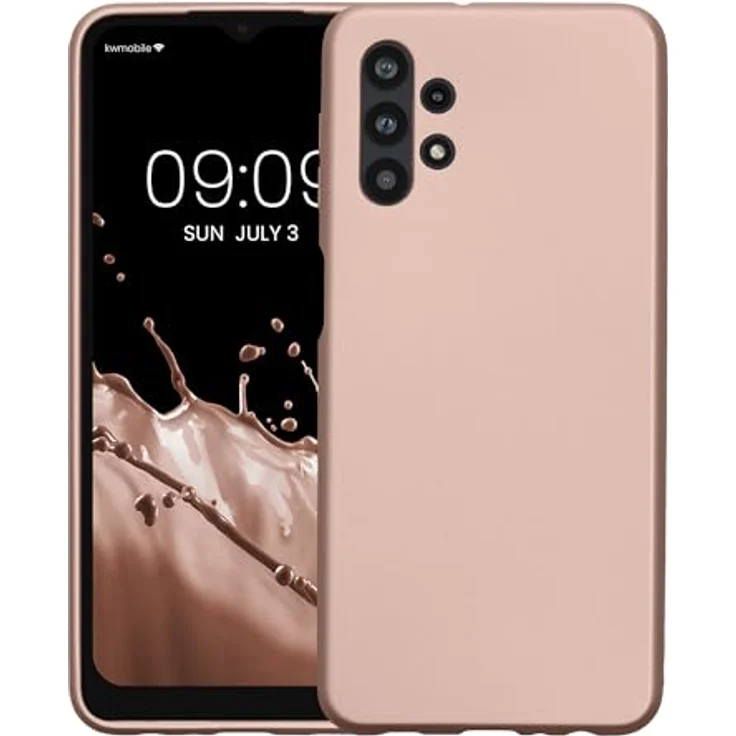 kwmobile Handyhülle für Samsung Galaxy A32 5G, Silikon Case mit metallischem Schimmer in Metallic Rosegold, flexibles und rutschfestes Schutzcover – Bild 4