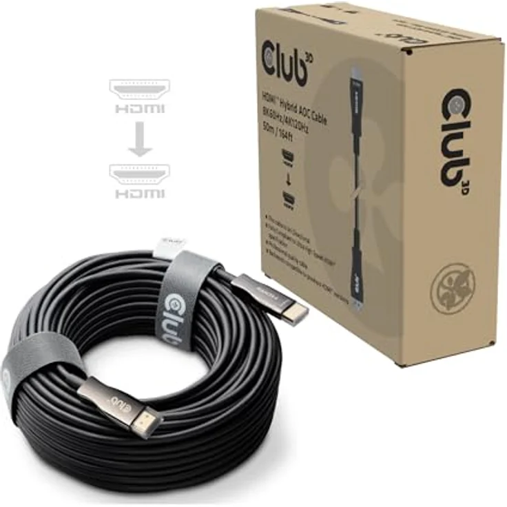 Club 3D CAC-1393 HDMI™ Hybrid AOC Kabel, 8K60Hz/4K120Hz, 50m, Schwarz, unidirektional, CPR-zertifiziert – Bild 2