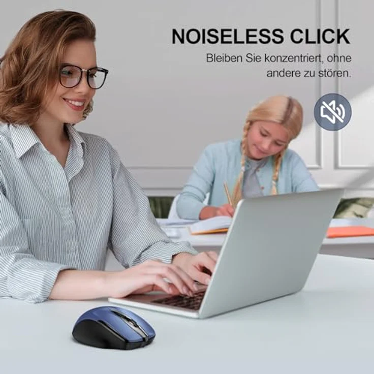 TECKNET Bluetooth Maus M4800, Kabellos Ergonomische Maus mit 4800 DPI, Tri-Modi: BT 5.0/3.0+2.4G, 30 Monate Batterielaufzeit, Leise Funkmaus für Laptop PC, Windows, Mac OS, Android – Bild 4