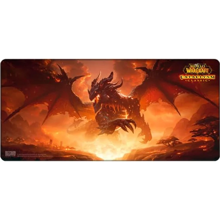 Blizzard World Of Warcraft Classic: Cataclysm Deathwing, XL Mauspads mit wasserabweisender Oberfläche und rutschfester Gummiunterlage, 900 mm x 420 mm x 4 mm – Bild 1