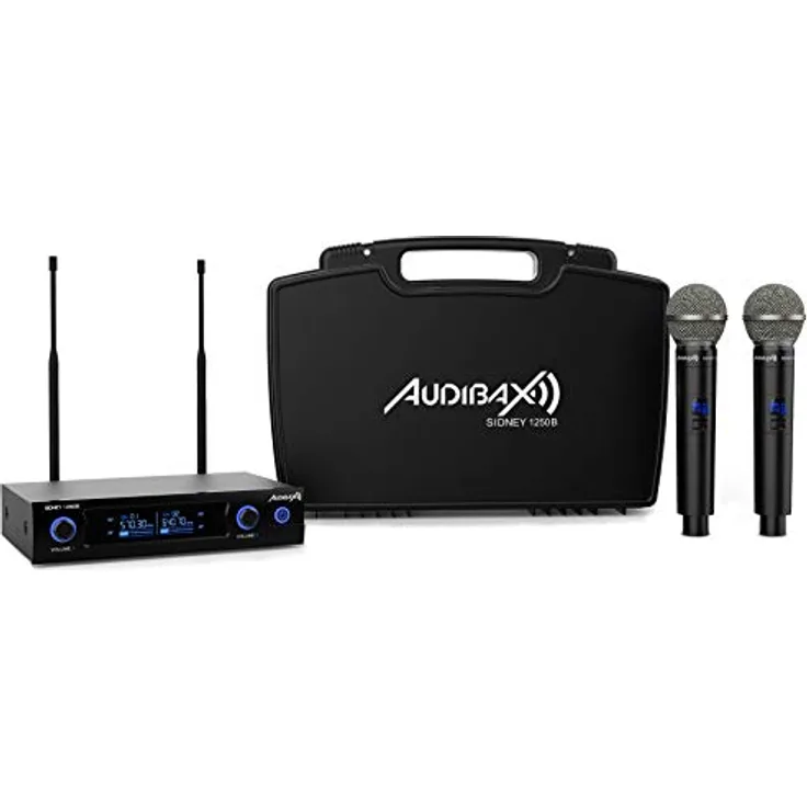 Audibax Sidney 1250 B Micrófono Doble Mano Profesional UHF Frecuencia B + Maleta