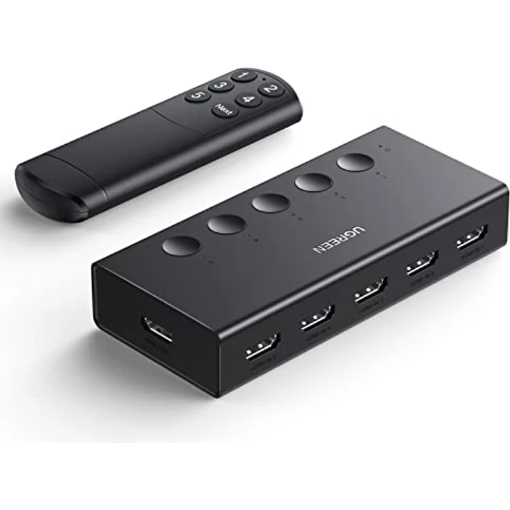 UGREEN HDMI 2.0 Switch 5 in 1out HDMI KVM Switch Splitter 4K@60Hz HDMI KVM Switch Unterstützung 3D/CEC/HDR/HDCP 2.2, Kompatibel mit PS5/4, Xbox, Apple TV, Skybox, Blu-Ray, HDTV, Monitor, etc. – Bild 1
