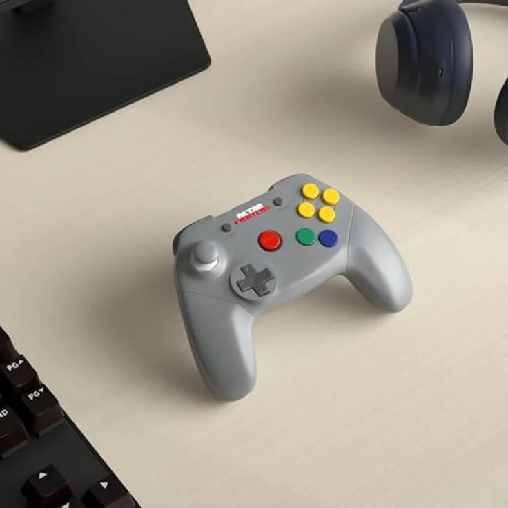 Retro Fighters Brawler64 Wired, Wired Controller für Nintendo 64 mit modernem Design und komfortablem Analogstick, grau – Bild 2