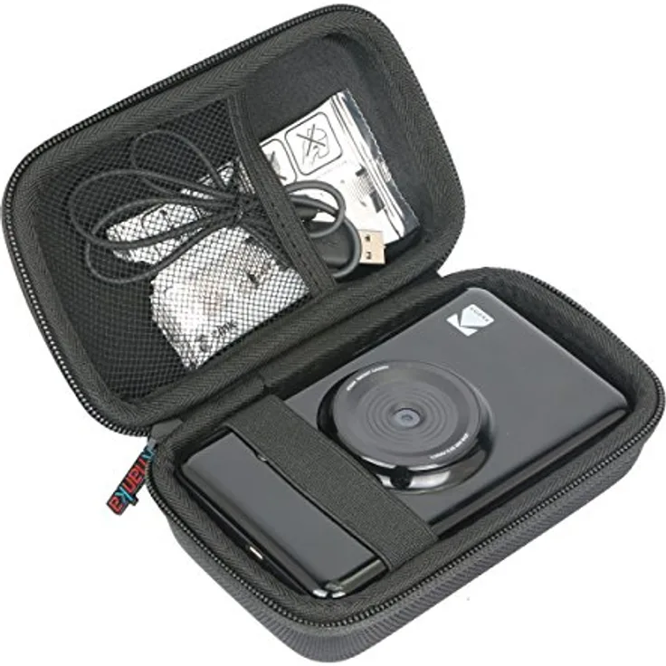 Khanka Tasche für Kodak Mini Shot/Shot 2 Retro C210R/2 Retro P210R/2 HD Wireless Fotodrucker, schwarz, stoßfest und halb wasserdicht, mit separatem Fach für USB-Kabel und Fotopapier