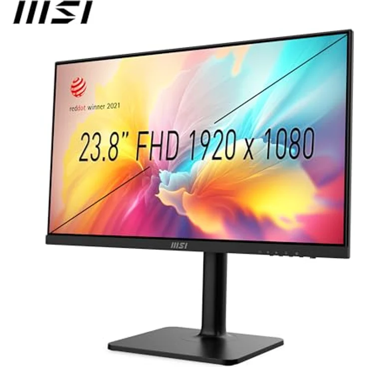 MSI Modern MD2412P Desktop-Monitor 23,8 Zoll (63,8 cm), Full HD – IPS-Panel 1920 x 1080, 100 Hz, Augenkomfort, VESA-Montage, integrierte Lautsprecher, Display-Kit, 4-Fach verstellbar – HDMI 1.4b, USB, Schwarz – Bild 2