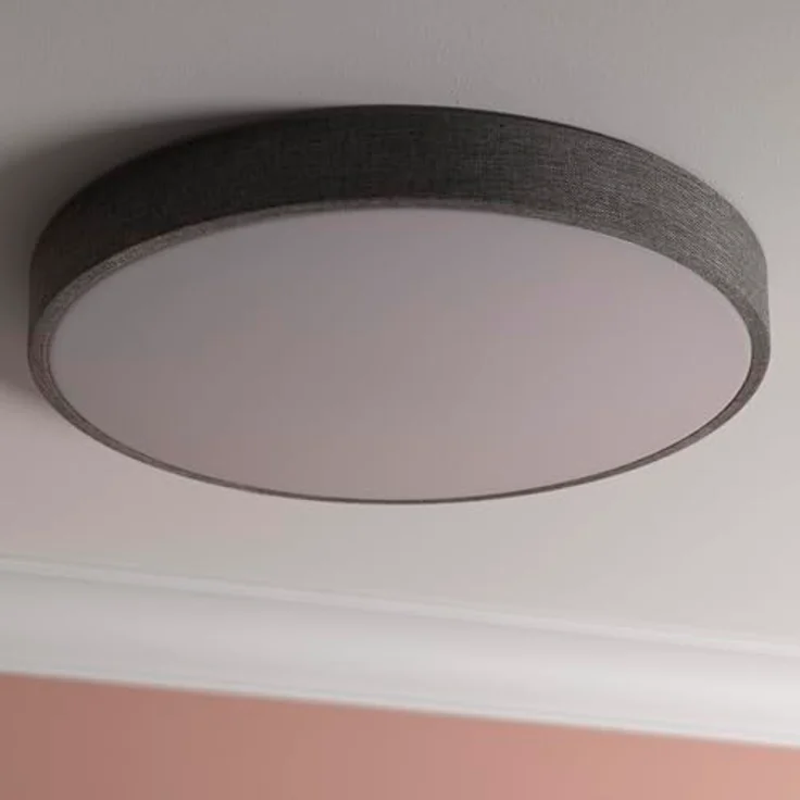 Brilliant LED Deckenleuchte, Ø49 cm, 36W LED, 4500 Lumen, dimmbar, CCT Steuerung, mit Fernbedienung, grauer Textilrahmen, modernes Design – Bild 2