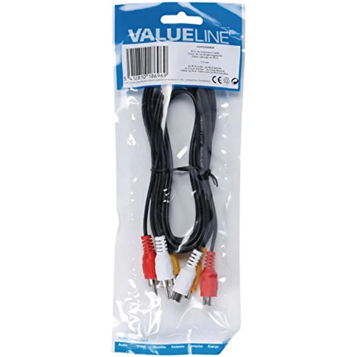 Valueline Cinch AV-Verlängerungskabel, 3x Stecker auf 3x Buchse (2m) schwarz – Bild 5