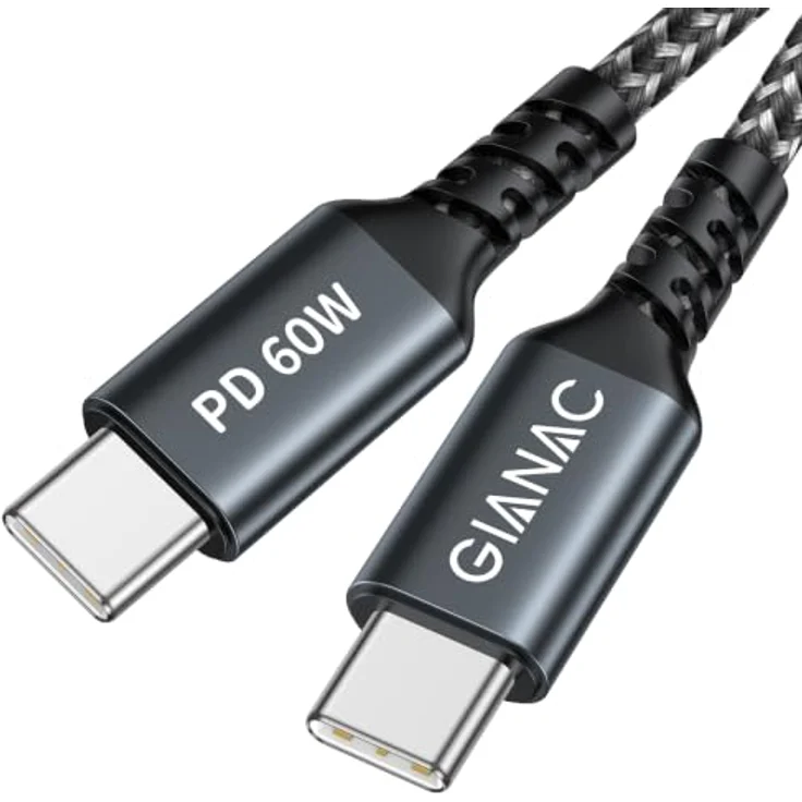 GIANAC 60W USB C Kabel 2M, Schnellladekabel USB-C PD 3.0 für iPhone 15/16 Pro Max, Samsung Galaxy S24/S23/S22, Pixel 7, iPad Pro, MacBook Air, hohe Haltbarkeit und perfekte Kompatibilität – Bild 1